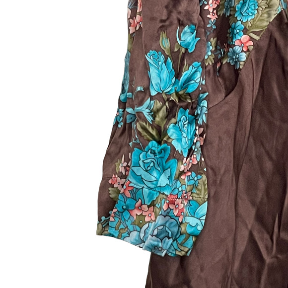 Plenty By Tracy Reese Anthroplogie Womens Top Size 4 Brown Multi Floral Silk - Picture 5 of 7